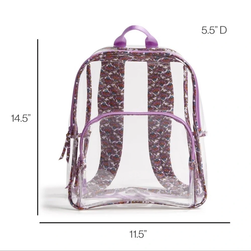 VERA BRADLEY wTransparent Backpack with Purple Floral Design